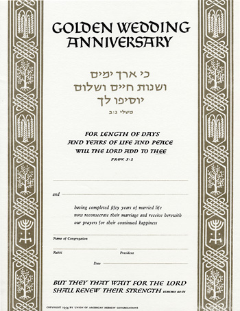 Golden anniversary certificate