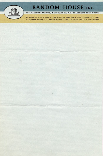 Random House letterhead