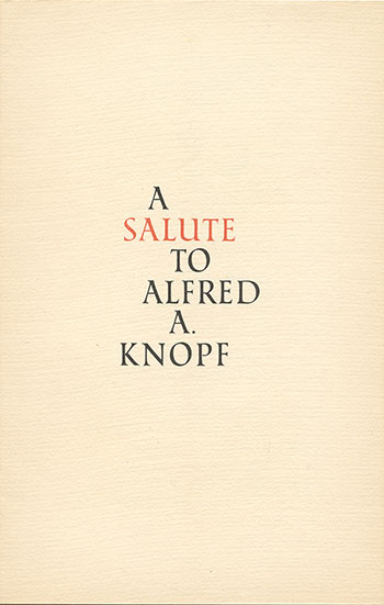 A Salute to Alfred A. Knopf